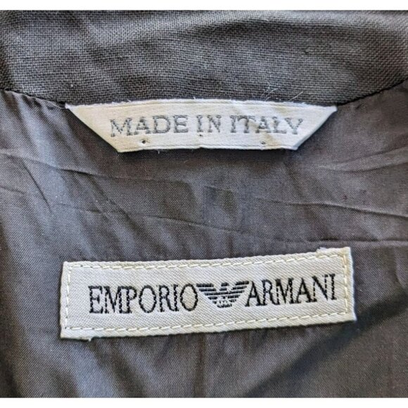 Rare Vtg 80s EMPORIO ARMANI Linen-Blend Black Cropped Jacket Size IT 46/ US 10 - Picture 4 of 12